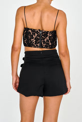 Brando Belt Accent Wrap Shorts Black